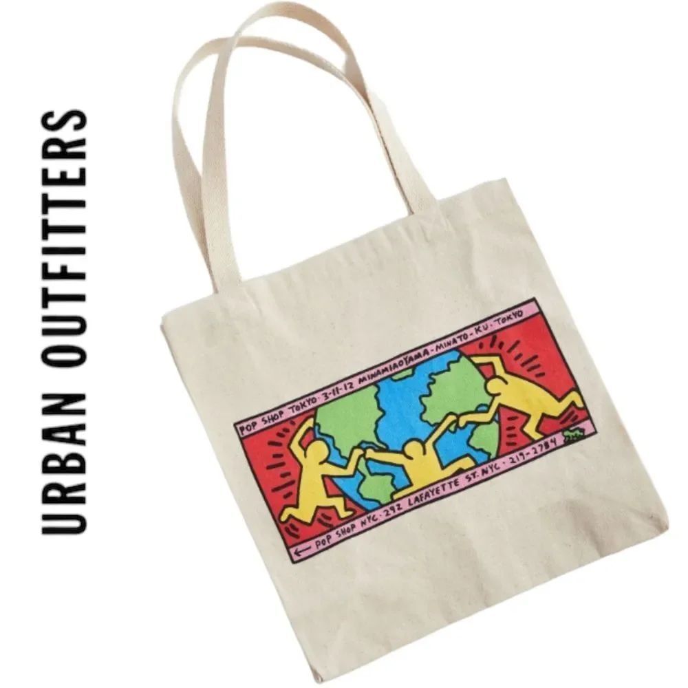 NEW Keith Haring UO Urban Outfitters Globe Tote Bag